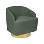 Armchair Light Grey Fabric Gold Base Swivel 360° Retro Glam Art Decor Style