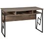 Home Office Desk Dark Wood Top Black Metal Frame 120 X 60 Cm Storage Shelf