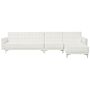 Corner Sofa Bed White Faux Leather Tufted Modern L-shaped Modular 5 Seater Left Hand Chaise Longue