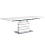 Dining Table White Wood 180 X 90 Cm High Gloss Extendable Top Glass Pedestal Leg