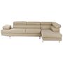 Corner Sofa Beige Fabric L-shaped Adjustable Headrests And Armrests