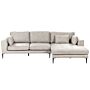 Left Hand Corner Sofa Light Grey Velvet Upholstered L-shaped Tufted Cushioned Seat With Scatter Cushions