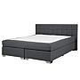 Eu King Size Divan Bed Black Fabric Upholstered 5ft3 Frame With Tufted Headboard And Mattress