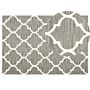 Rug Grey Wool 140 X 200 Cm Trellis Quatrefoil Pattern Hand Tufted Oriental Moroccan Clover