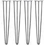 4 X 28" Hairpin Legs - 3 Prong - 10mm - Raw Steel