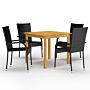 Vidaxl 5 Piece Garden Dining Set Black