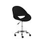 Swivel Office Chair Black With Silver Base Velvet Upholstery Adjustable Height