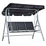 Outsunny 3 Seater Patio Swing Chair Garden Hammock Bench Rock Shelter Shade Metal Black