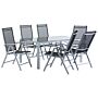 7 Piece Garden Dining Set Black Aluminium Dining Table With 6 Foldable Chairs Beliani