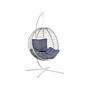 Swing Egg Chair White Rope Metal Stand Soft Sitting Cushion Boho Rustic Living Room Terrace