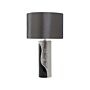 Table Lamp Silver Ceramic Pillar Base Faux Silk Drum Shade Bedside Table Lamp