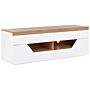 Tv Stand White With Light Wood Mdf 4 Drawers 2 Shelves Cable Management Tv Unit Scandi Style