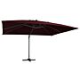 Vidaxl Cantilever Garden Parasol With Led Lights Bordeaux Red 400x300 Cm