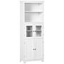 Homcom Freestanding Kitchen Cupboard, 4-door Storage Cabinet With Adjustable Shelf And Glass Doors, White