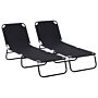 Outsunny 2 Pieces Foldable Sun Lounger Set With 5-position Adjustable Backrest, Portable Relaxer Recliner With Lightweight Frame