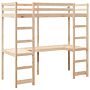 Vidaxl Loft Bed Frame With Desk 75x190 Cm Solid Wood Pine