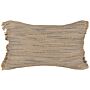 Decorative Cushion Beige Jute 30 X 50 Cm Woven Removable With Zipper Decorative Fringe