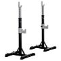 Homcom 2 Pairs Adjustable Barbell Squat Rack Portable Stand Weight Lifting Bench Press Home Gym W/ Wheels, Black