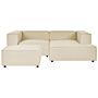 Modular Left Hand Sofa Beige Linen 2 Seater Sectional Corner Sofa With Ottoman Black Legs