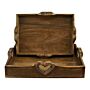 Set Of 2 Mango Wood Heart Detail Serving Trays