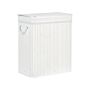 Basket With Zippered Lid Grey Bamboo Wood Laundry Hamper 2-compartments With Rope Handles