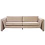 3 Seater Sofa Beige Velvet Upholstered Accent Armrests Cushioned Backrest