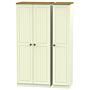 Warwick Triple Plain Wardrobe In Cream Ash & Modern Oak