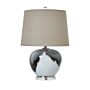 Grey Glass Table Lamp With Linen Shade