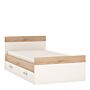 4kids Single Bed With Under Drawer In Light Oak And White High Gloss (lilac Handles)