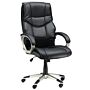 Homcom High Back Swivel Chair Computer, Home Office Computer Desk Chair With Faux Leather Adjustable Height Rocking Function Black