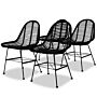 Vidaxl Dining Chairs 4 Pcs Black Natural Rattan