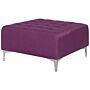 Ottoman Purple Tufted Fabric Square Footstool Silver Legs