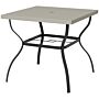 Outsunny Dia. 80cm Square Garden Dining Table With Umbrella Hole, Outdoor Dining Table With Marble Effect Top For 4 People, Black