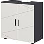 Kleankin Pedestal Sink Cabinet, Bathroom Vanity Unit, Floor Basin Storage Cupboard With Double Doors And Shelf, 60 X 30 X 60 Cm, Light Grey