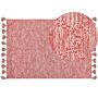 Area Rug Red Cotton 160 X 230 Cm Rectangular Thick Weave Decor