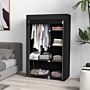 Homcom Fabric Wardrobe, Portable Wardrobe With 6 Shelves, 1 Hanging Rail, Foldable Closets, 103 X 43 X 162.5 Cm, Black