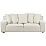 3 Seater Sofa Off-white Velvet Upholstery With Cushions Comfortable Couch For 3 People