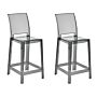 Set Of 2 Bar Stools Transparent Black Plastic 99 Cm Seat Counter Chair Beliani