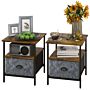 Homcom Set Of 2 Bedside Table, Nightstand With Non-woven Fabric Drawer, Side Table, End Table For Living Room, Rustic Brown