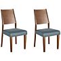 Set Of 2 Dining Chairs Dark Wood Rubberwood Seat Pad Accent Dining Seat Modern Traditional Design