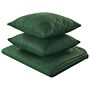 Bedspread Green Polyester Fabric 160 X 220 Cm With Cushions Embossed Pattern Decorative Throw Bedding