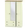 Warwick Triple 2 Drawer Mirror + Drawer Wardrobe In Cream Ash & Modern Oak