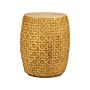 Accent Side Table Natural Mgo Fiberglass Round Top Drum Shape Uv Stain Rust Water Wind Resistant Boho Modern Outdoor