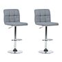 Set Of 2 Kitchen Bar Stools Grey Swivel Adjustable Height