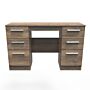 Contrast 6 Drawer Kneehole Desk In Vintage Oak