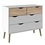 Oslo Chest Of 4 Drawers (2+2) In White And Oak