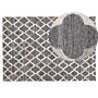 Area Rug Grey And Beige Jacquard Cowhide Leather Geometric Quatrefoil Pattern Retro 140 X 200 Cm