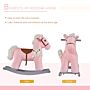 Homcom Kids Plush Ride-on Rocking Horse Toy Rocker With Plush Toy Realistic Sounds For Child 18-36 Months Pink