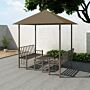 Vidaxl Garden Pavilion With Table And Benches 2.5x1.5x2.4 M Taupe 180 G/m²