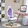 Vinsetto Racing Gaming Chair, Reclining Pu Leather Computer Chair With Removable Rabbit Ears, Footrest, Headrest And Lumber Support, Purple